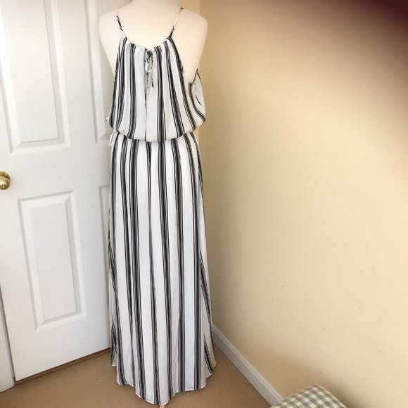 NWOT Loft Black & White Stripe Medium Tall Maxi Dress - Picture 7 of 11
